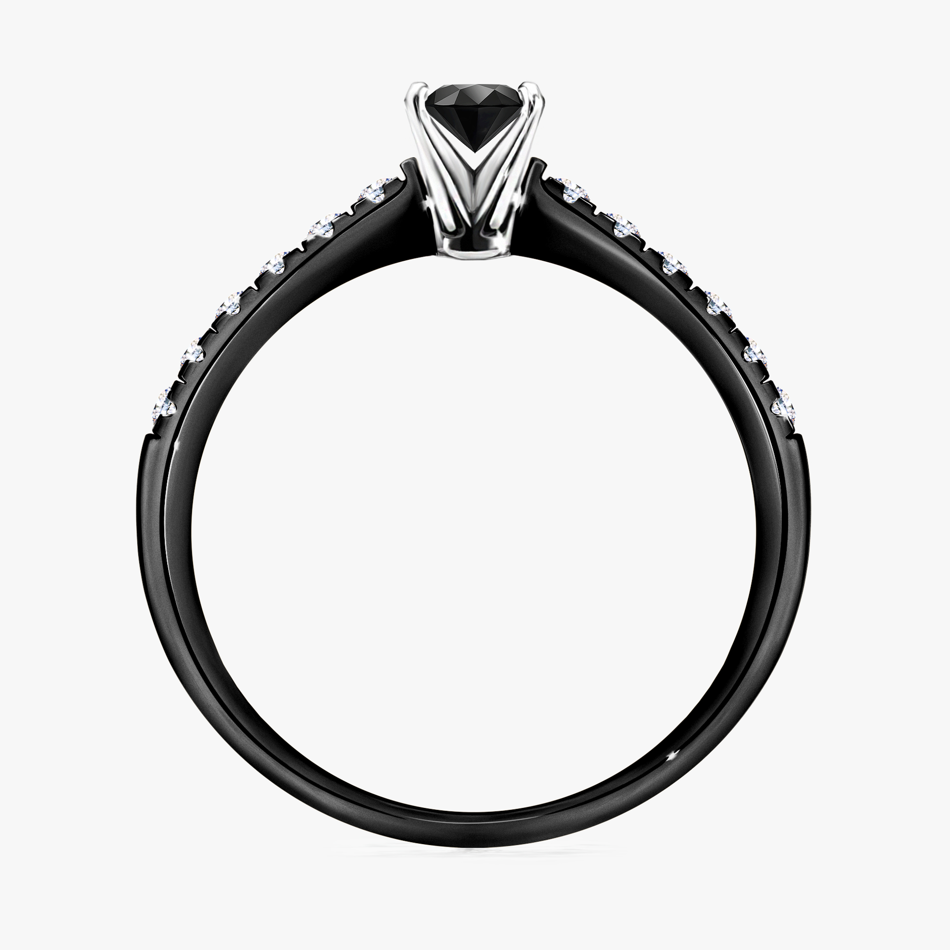 Pierścionek zaręczynowy My Sunshine z czarnego złota z czarnym diamentem 0,24ct
